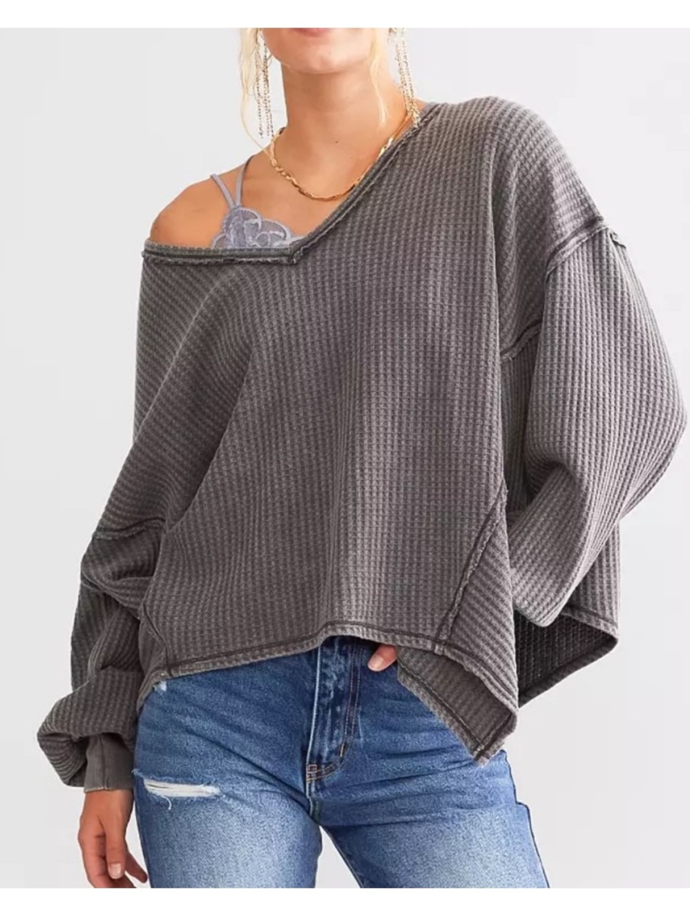 Free People Coraline Thermal Top Over-sized Medium